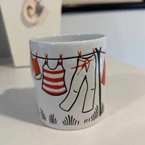 Waechtersbach Vintage White and Red Mug with Clothesline Design West Germany